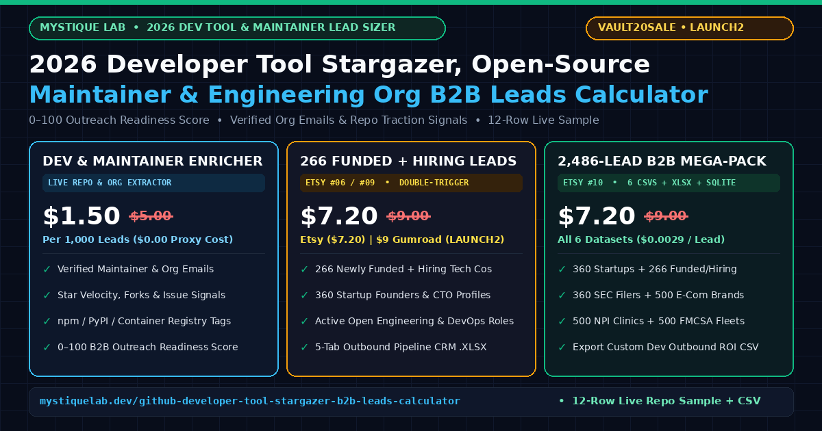 2026 Developer Tool Stargazer, Open-Source Maintainer and Engineering Org B2B Leads Calculator